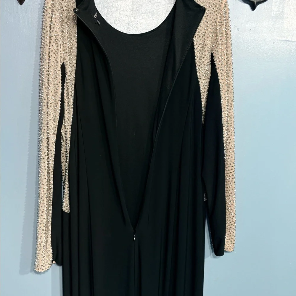 XSCAPE Beaded Illusion Hourglass Gown Black USA Sz 16W - Picture 5 of 6